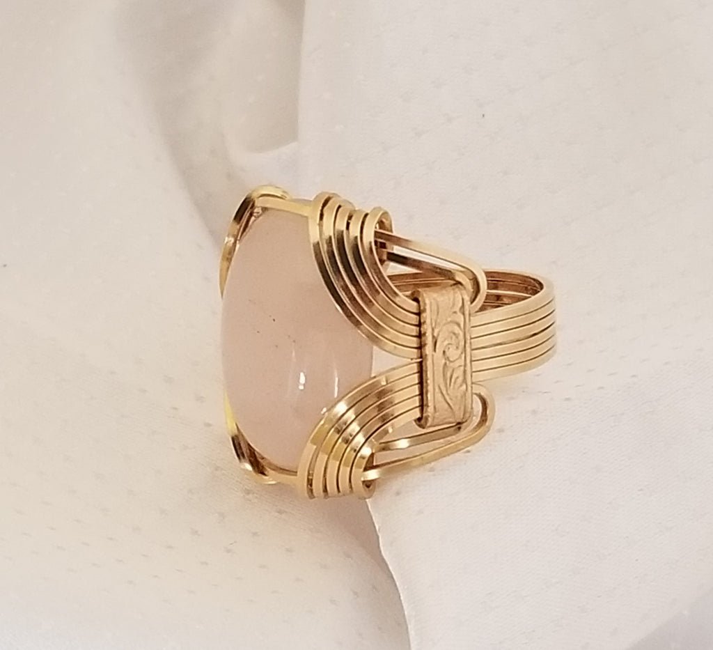 Pharaoh Ring | Brass, Rose Quartz