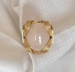 Pharaoh Ring | Brass, Rose Quartz